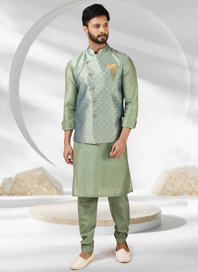 Festive Wear Kurta Pajama With Jacket Mens Collection